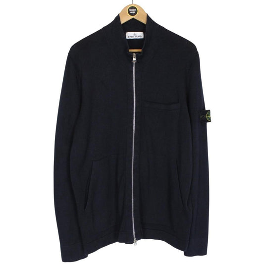 Stone Island SS 2020 Navy Blue Cotton Knit Full Zip Jumper