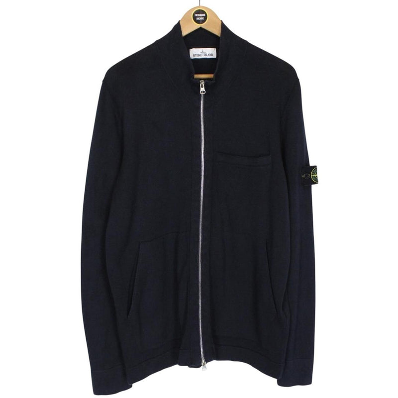 Stone Island SS 2020 Navy Blue Cotton Knit Full Zip Jumper