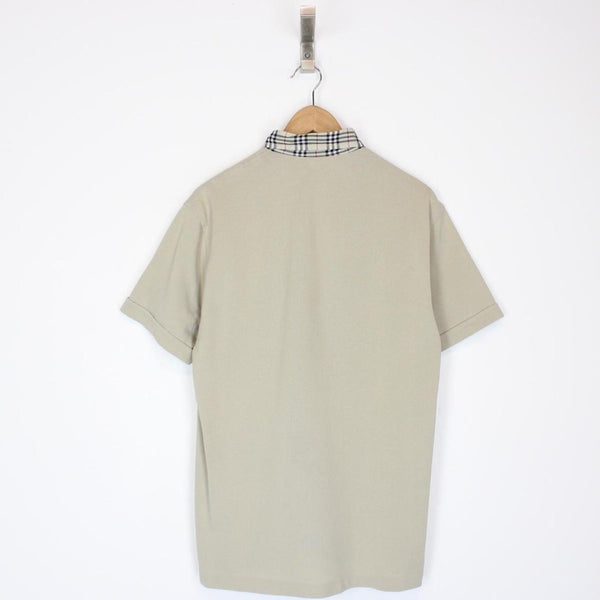 Vintage Burberry London Beige Nova Check Short Sleeve Cotton Polo Shirt