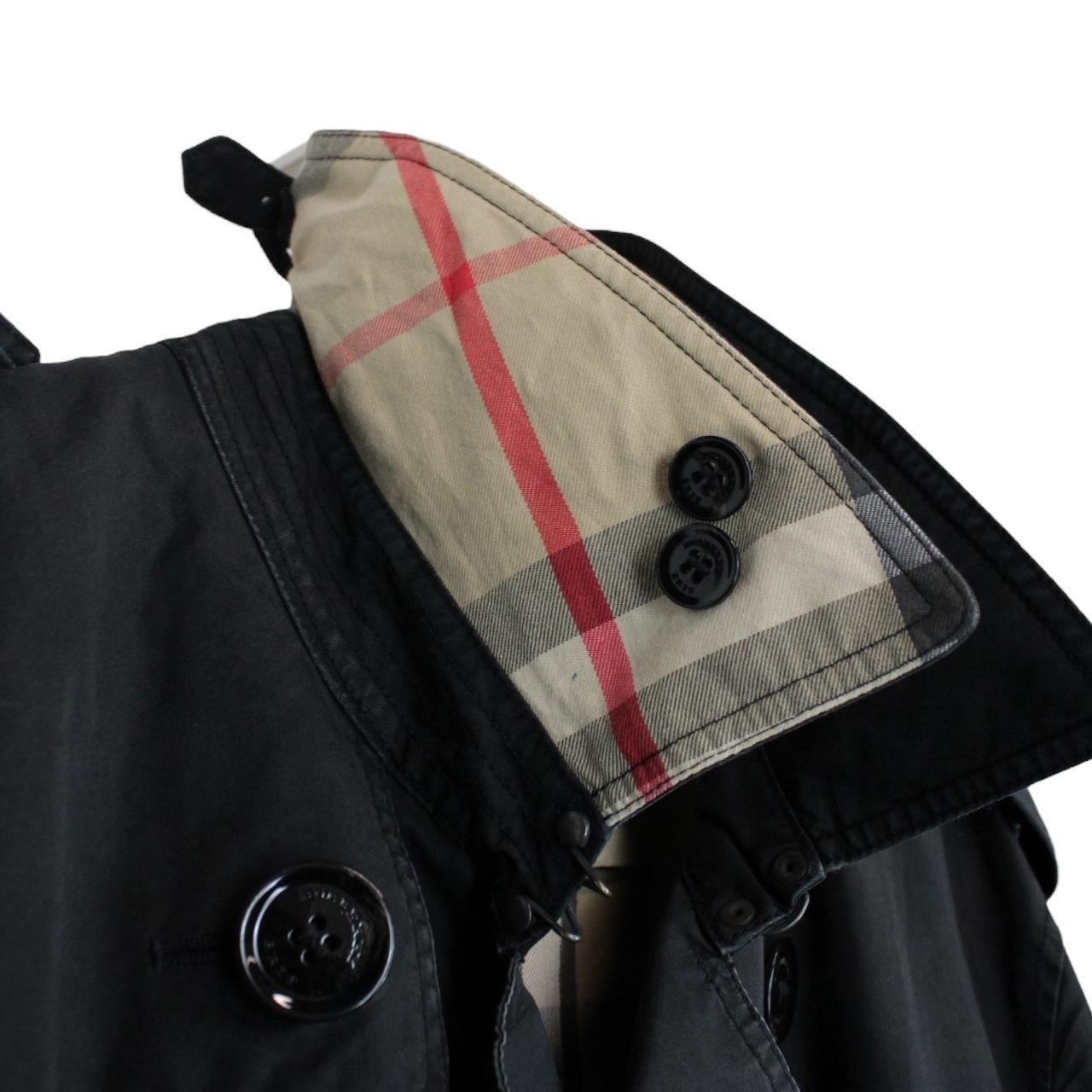 Burberry Brit Black Nova Check Double Breasted Belted Trench Coat