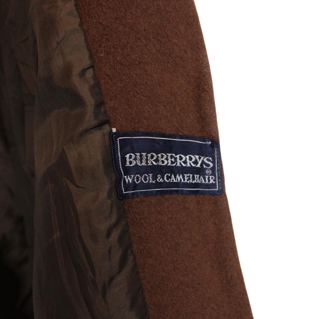 Vintage 90s Burberry Brown Wool and Camelhair Coat