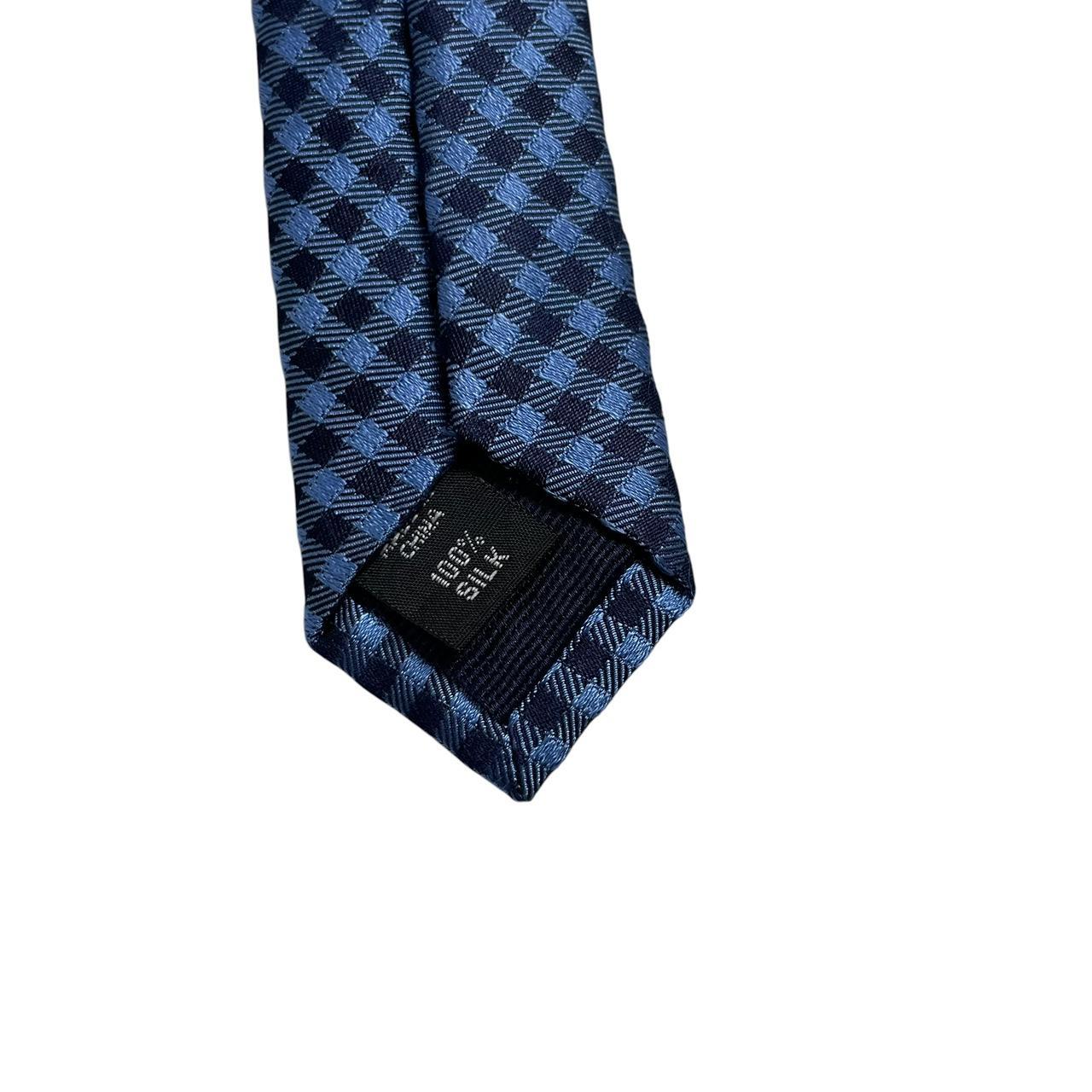 Michael Kors Blue Check Pattern Silk Tie