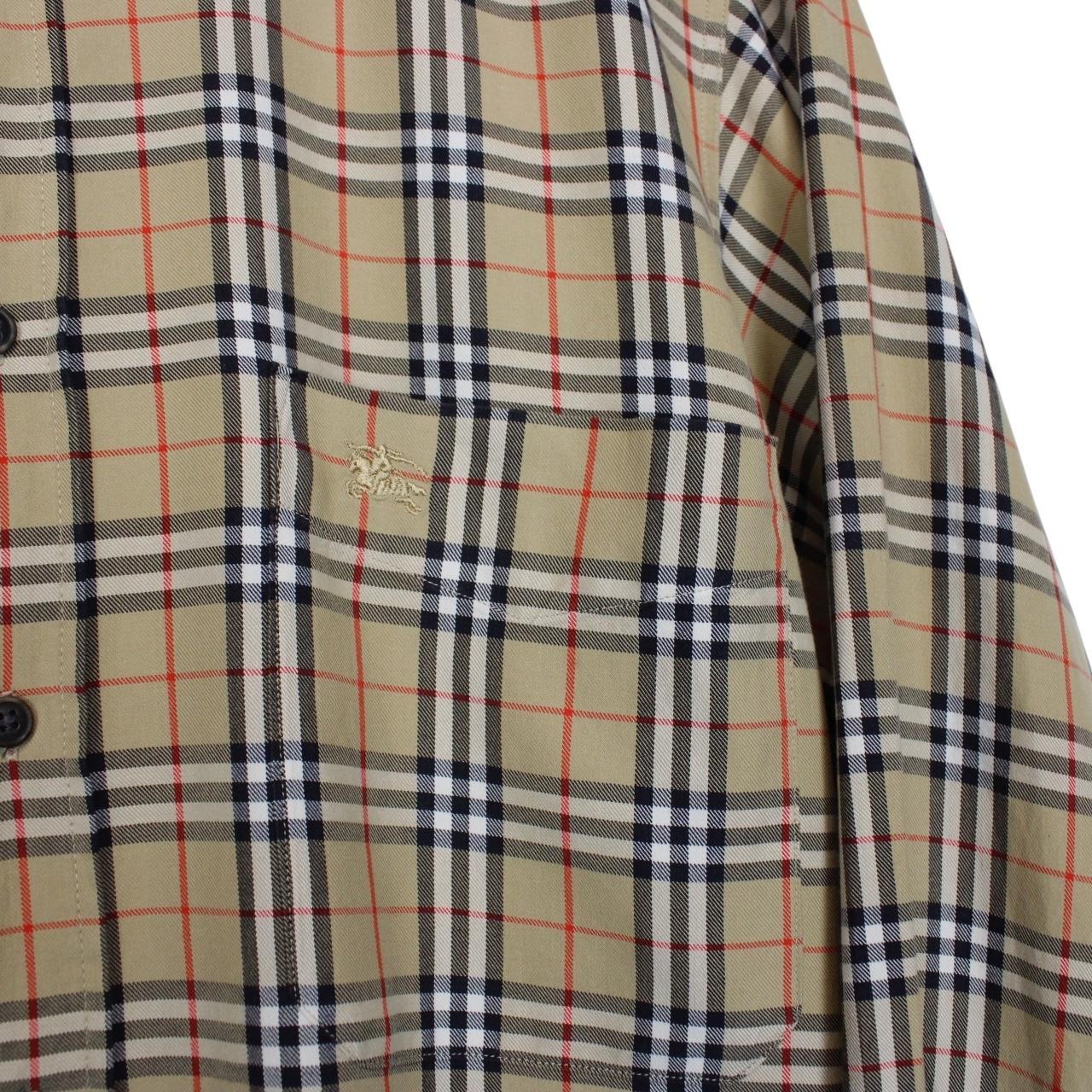 Vintage 90s Burberry Beige Nova Check Cotton Long Sleeve Shirt