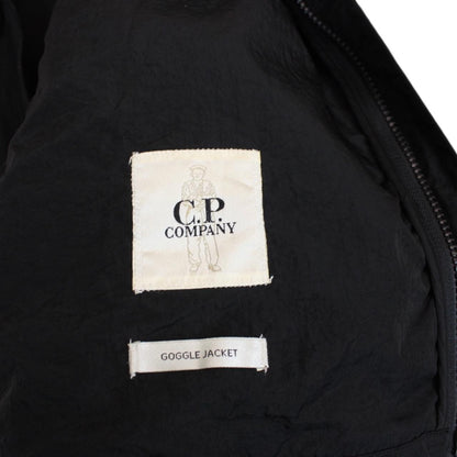 CP Company Black Full Zip Chrome Nylon Garment Dyed Goggle Jacket