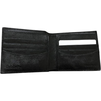 Paul Smith black bifold wallet textured crosshatch leather with logo detail.