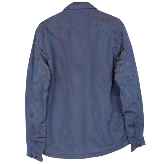 Stone Island AW 2020 Blue Seersucker Weft Nylon Metal Overshirt Jacket