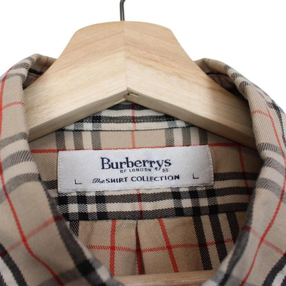 Vintage 90s Burberry Beige Nova Check Long Sleeve Cotton Shirt