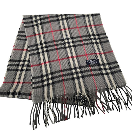 Vintage 90s Burberry Grey Nova Check Lambswool Scarf