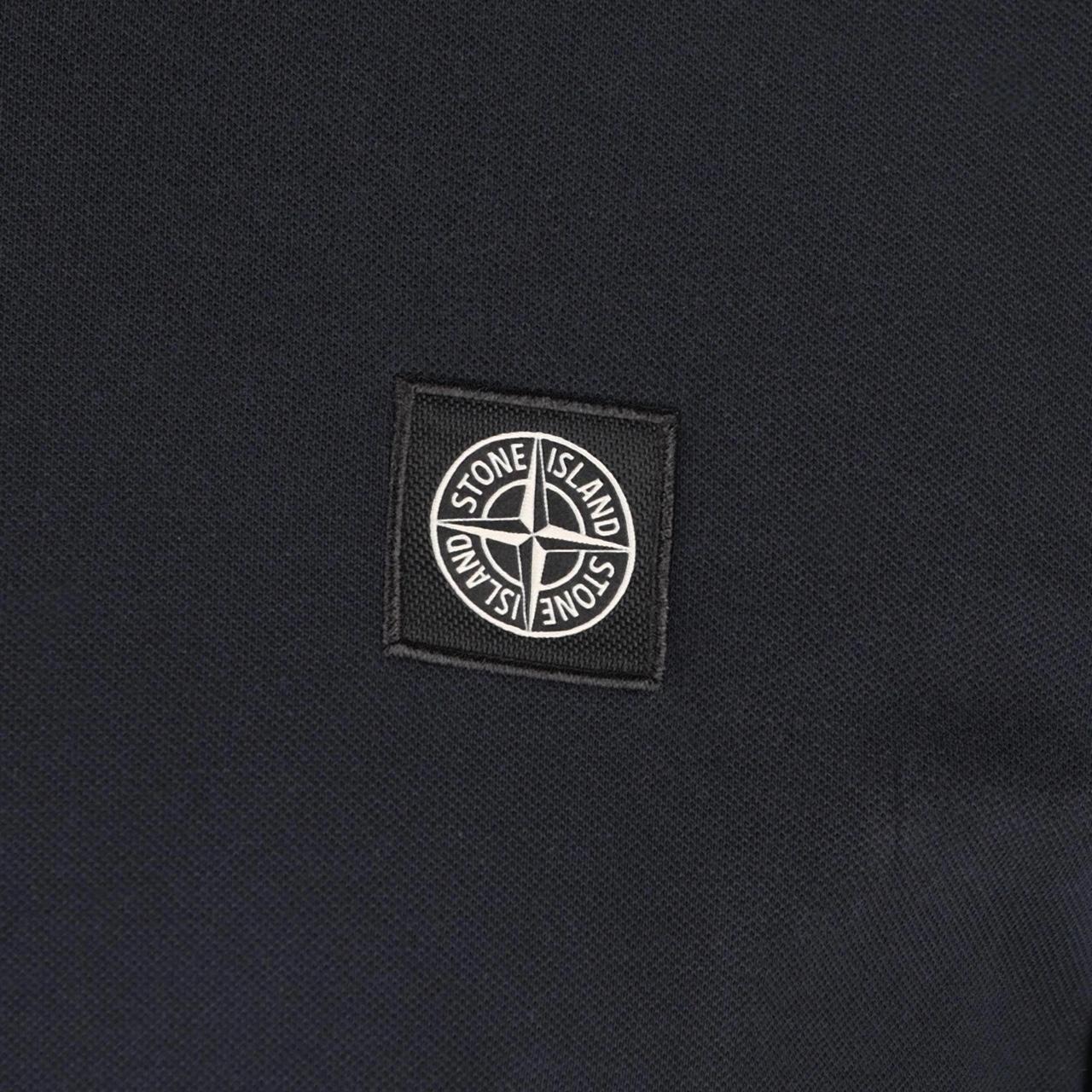 Stone Island Navy Blue Short Sleeve Slim Fit Organic Cotton Polo Shirt