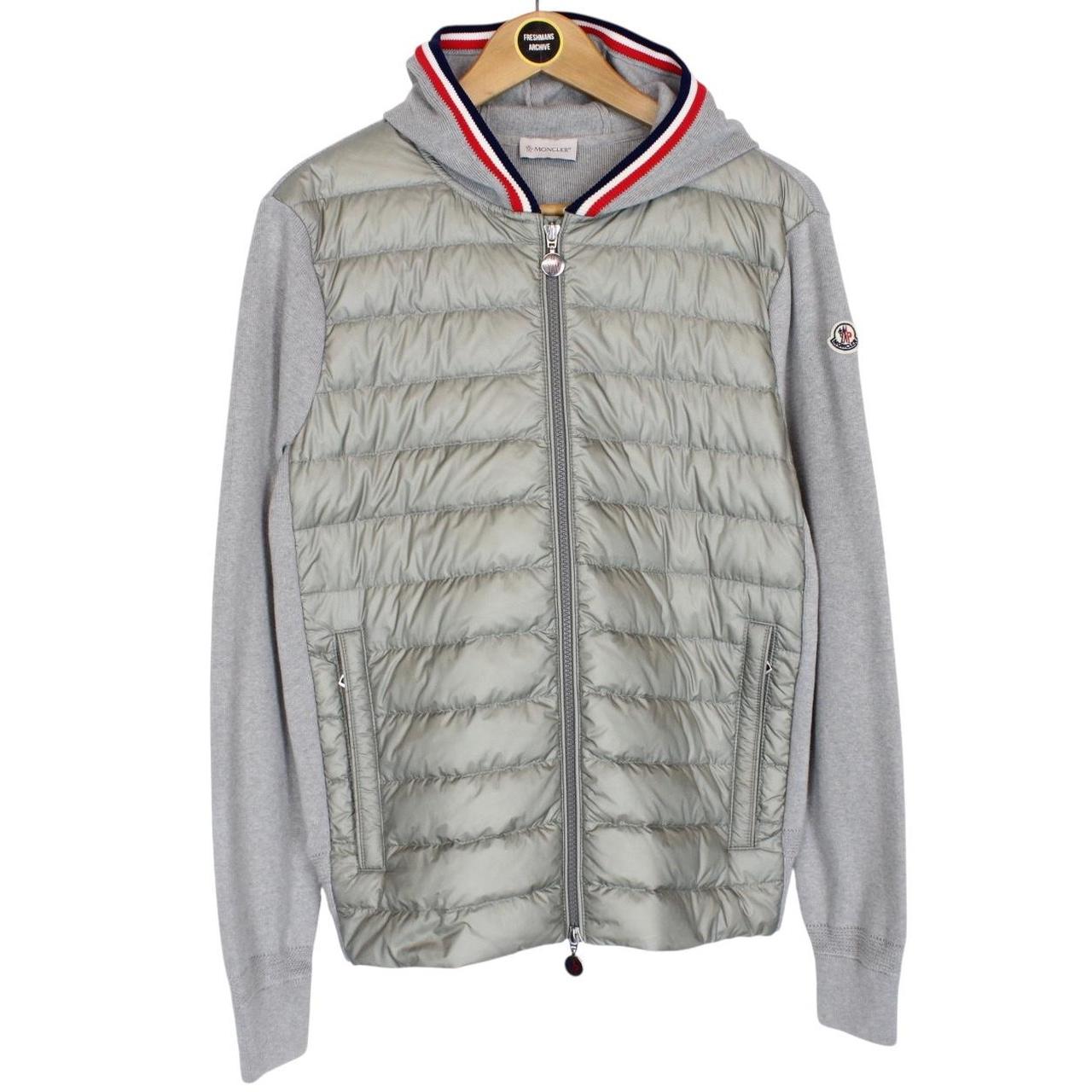 Moncler Grey Full Zip Down Maglia Tricot Cardigan Jacket