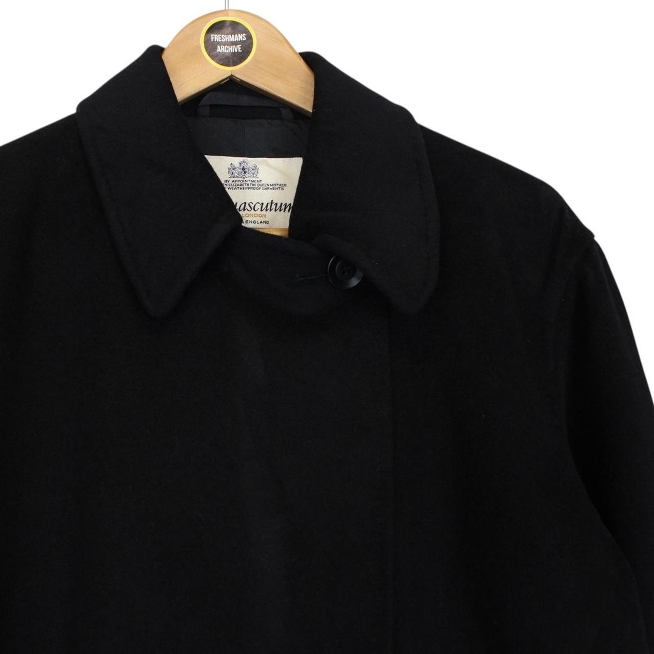 Vintage Aquascutum Black Cashmere Wool Blend Double Breasted Coat