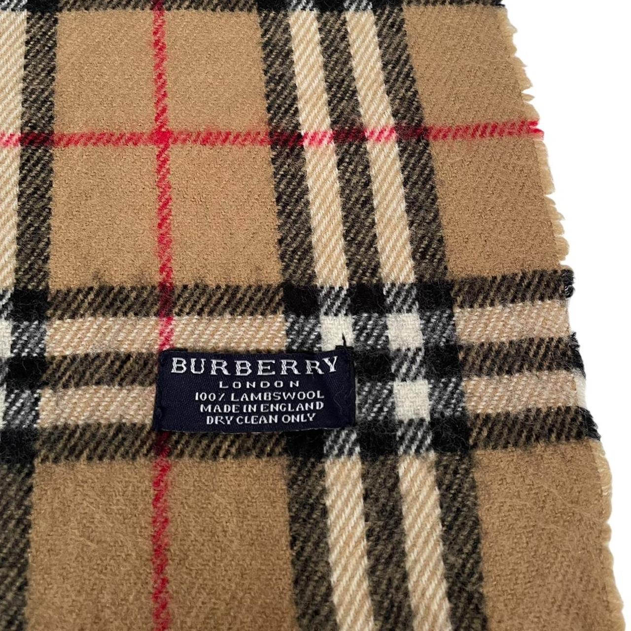 Vintage 90s Burberry Tan Brown Nova Check Lambswool Scarf