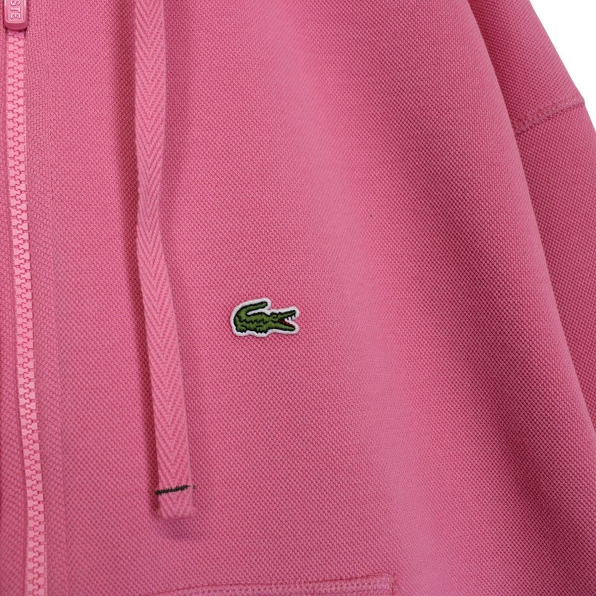 Lacoste pink full zip hoodie cotton with embroidered crocodile logo.