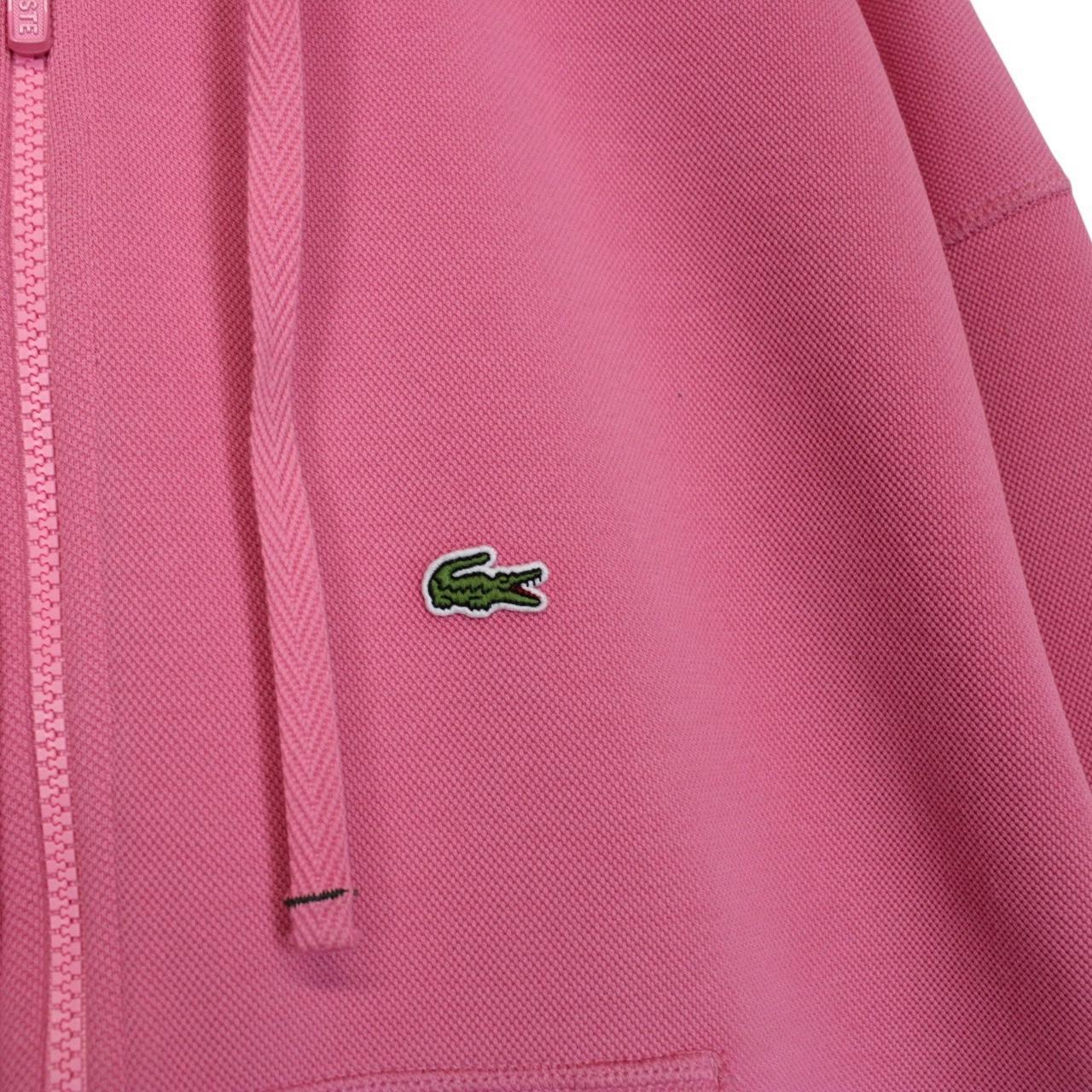 Lacoste pink full zip hoodie cotton with embroidered crocodile logo.