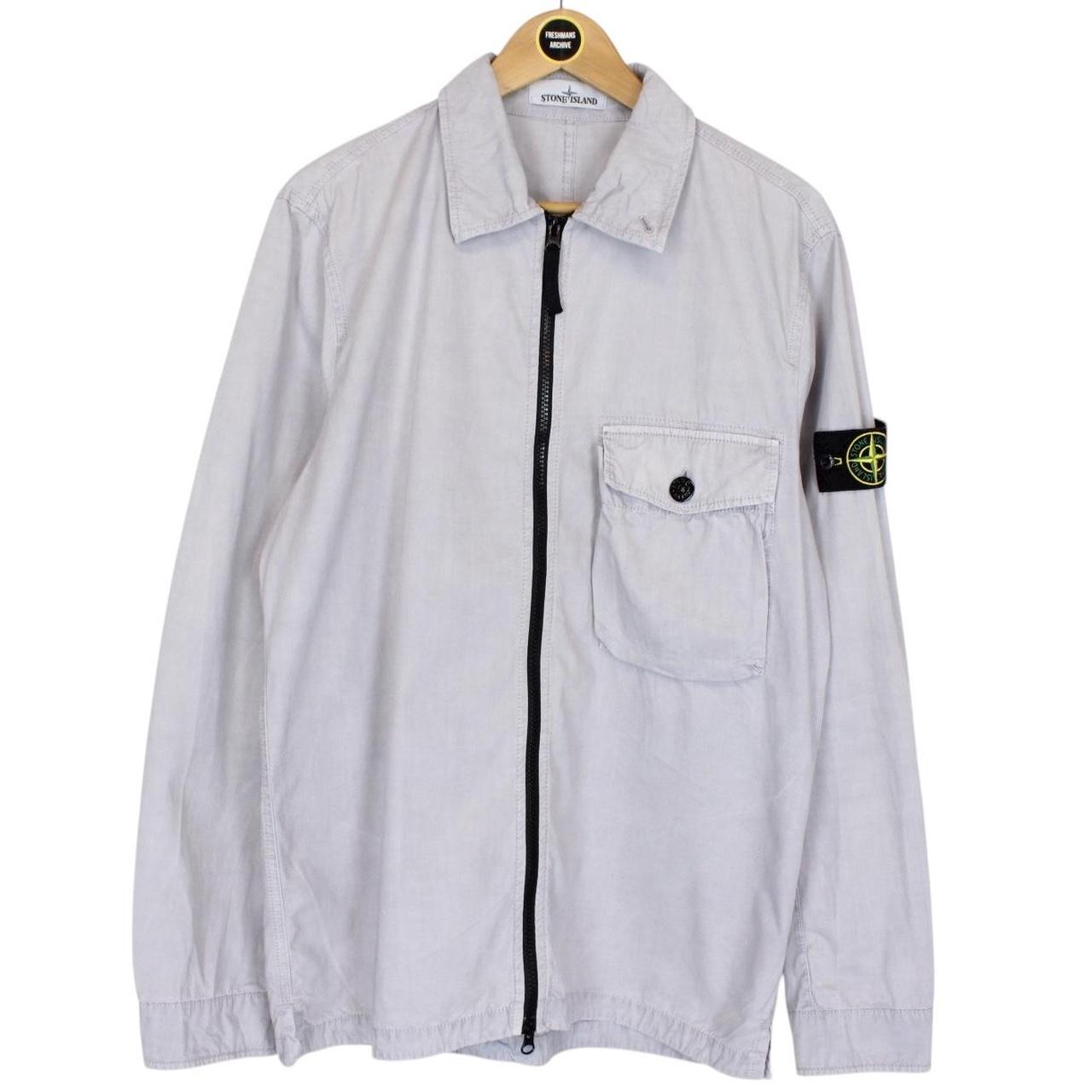 Stone Island SS 2020 Grey Full Zip Cotton Overshirt Jacket