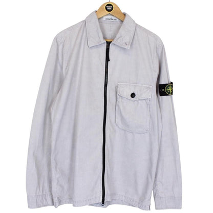 Stone Island SS 2020 Grey Full Zip Cotton Overshirt Jacket