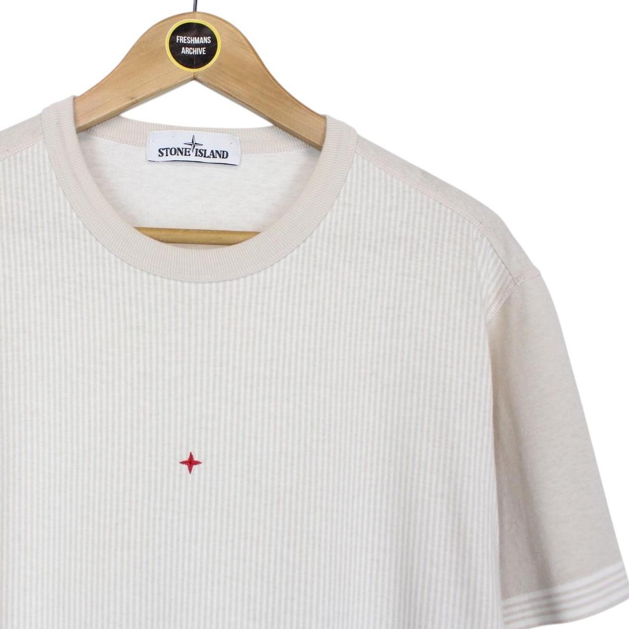 Stone Island Marina SS 2019 Beige and White Short Sleeve Cotton T-Shirt