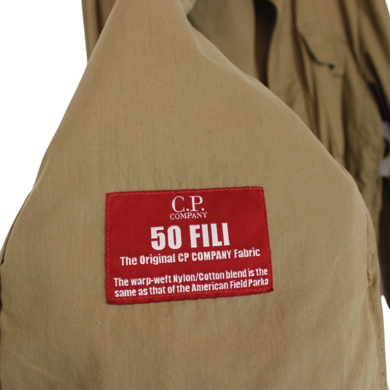 CP Company Tan Brown Full Zip 50 Fili Lens Overshirt Jacket
