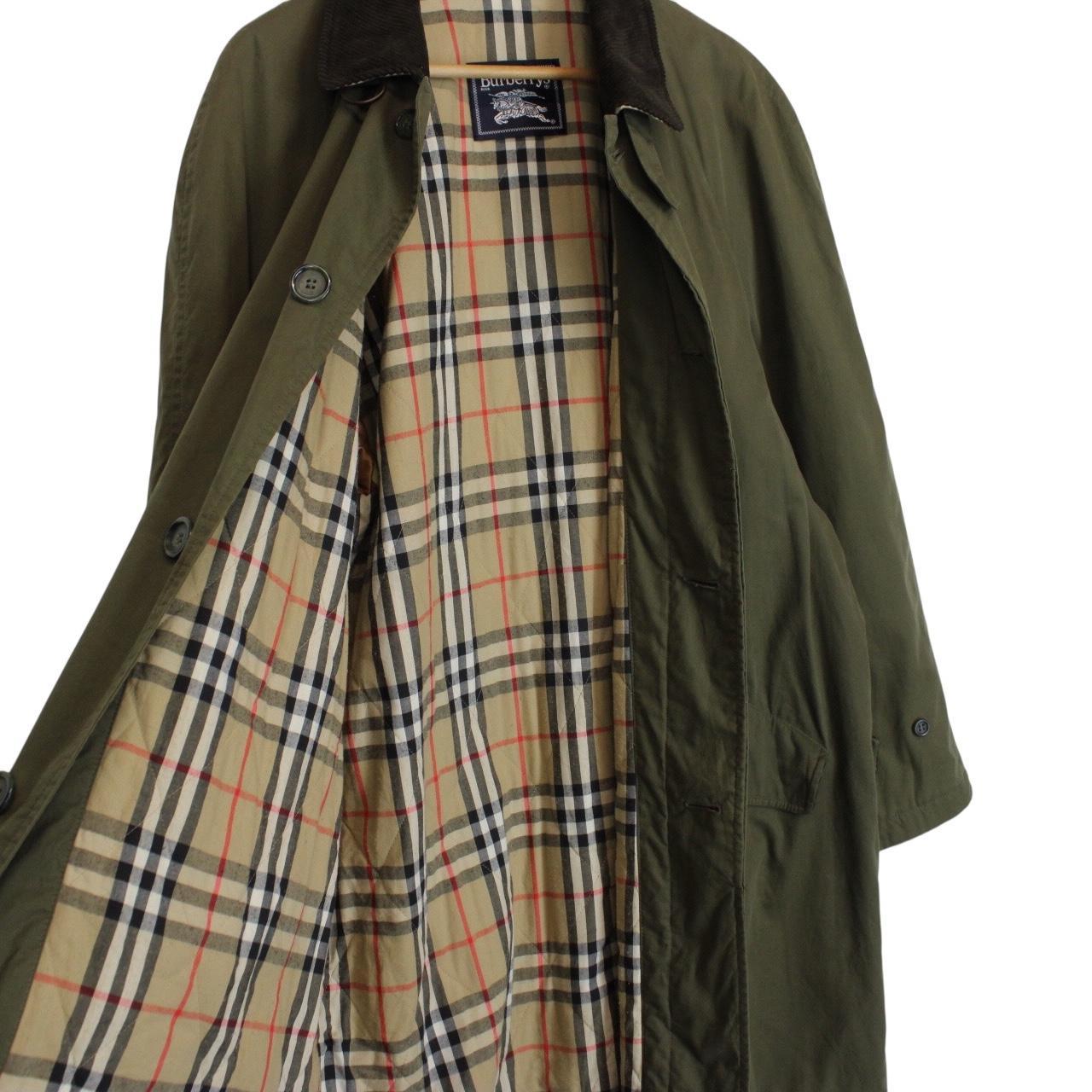 Vintage 90s Burberry Green Nova Check Lined Quilted Coat