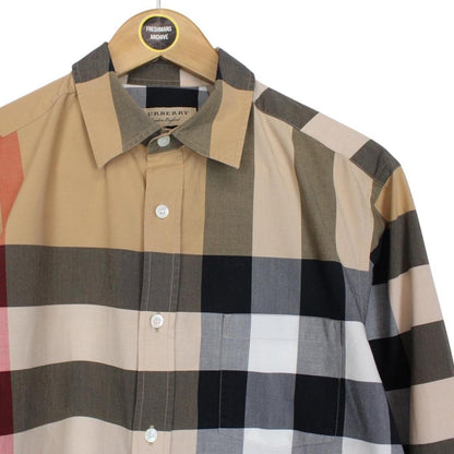 Burberry Tan Brown Nova Check Long Sleeve Cotton Shirt