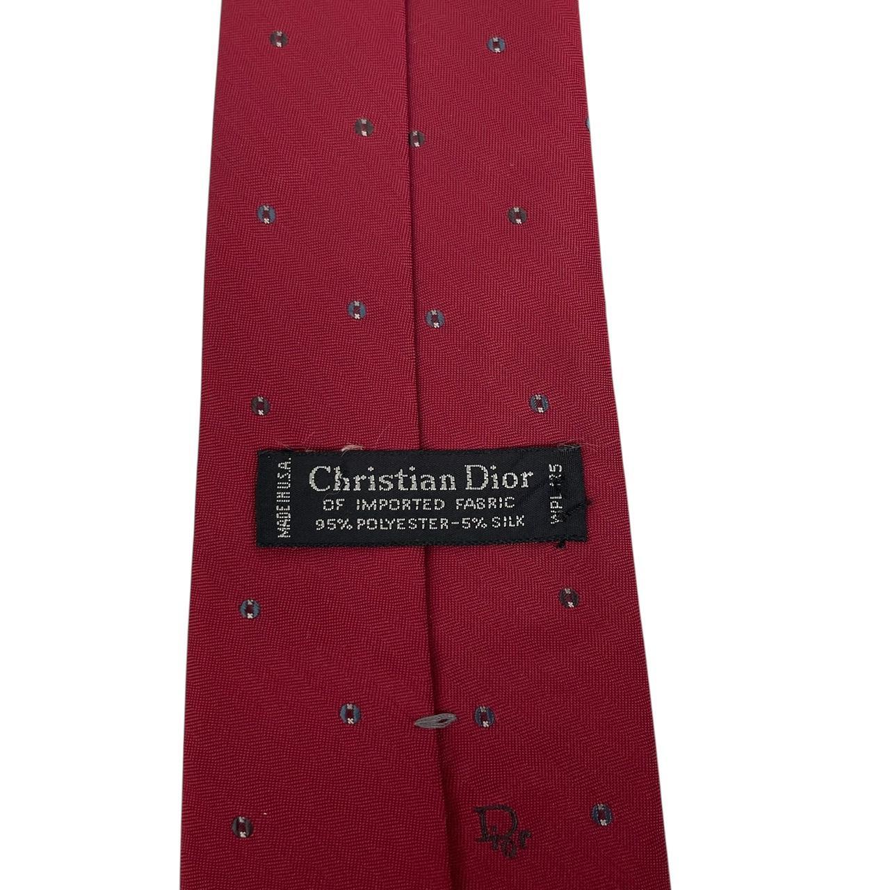 Vintage Christian Dior Burgundy Logo Polyester/Silk Tie