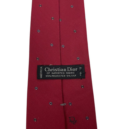 Vintage Christian Dior Burgundy Logo Polyester/Silk Tie