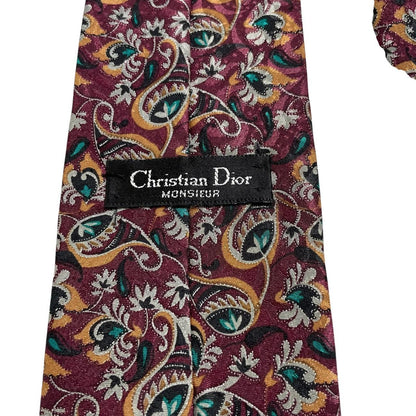 Christian Dior multicoloured floral print tie, polyester material, vibrant patterns throughout.