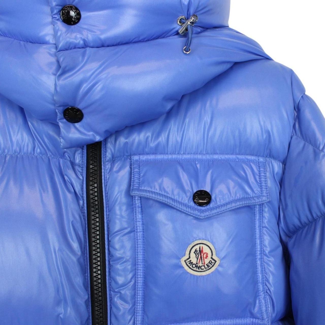Moncler Montbeliard Baby Blue Full Zip Hooded Short Down Jacket