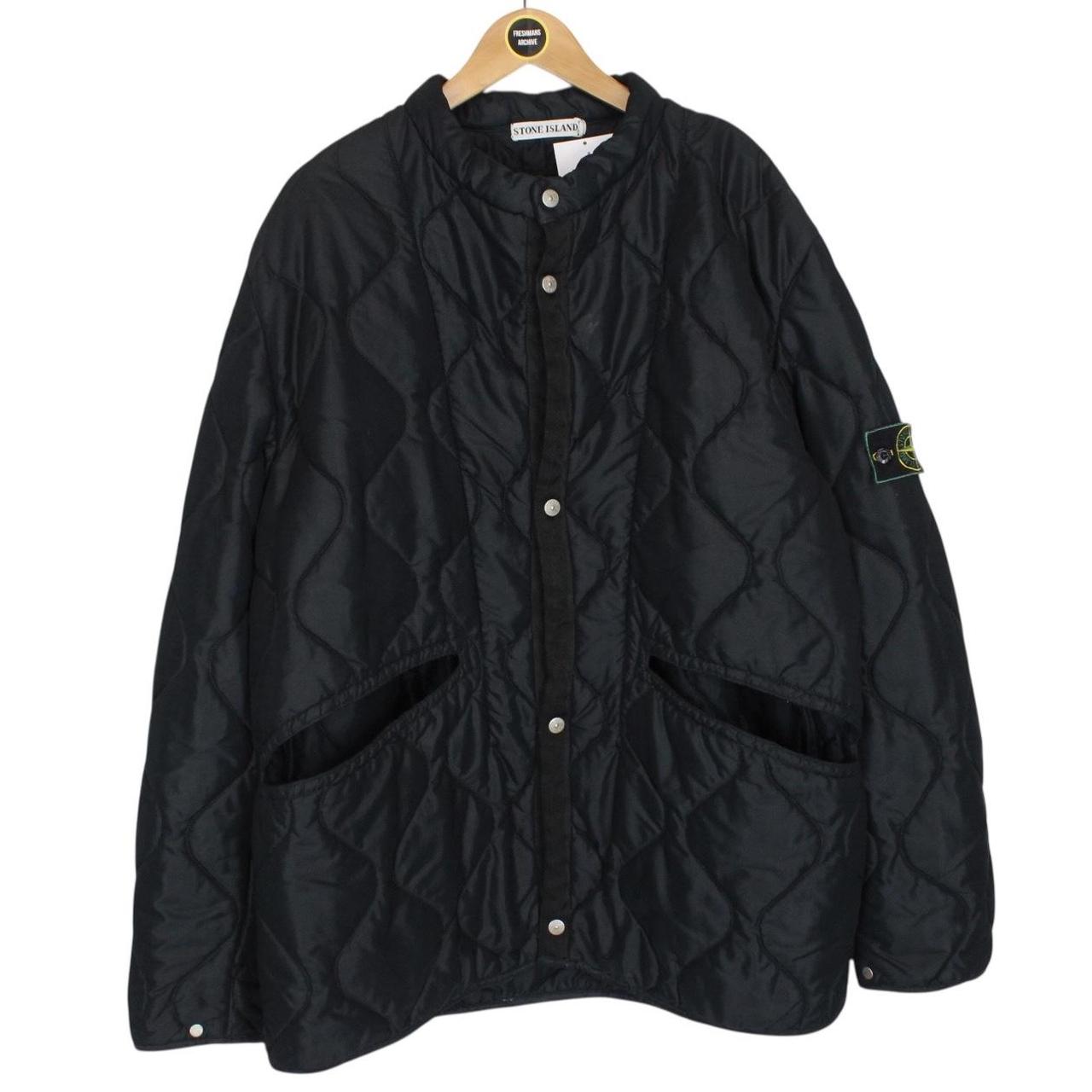 Vintage Stone Island AW 1999 Green Edge Badge Navy Blue Nylon Quilted Jacket