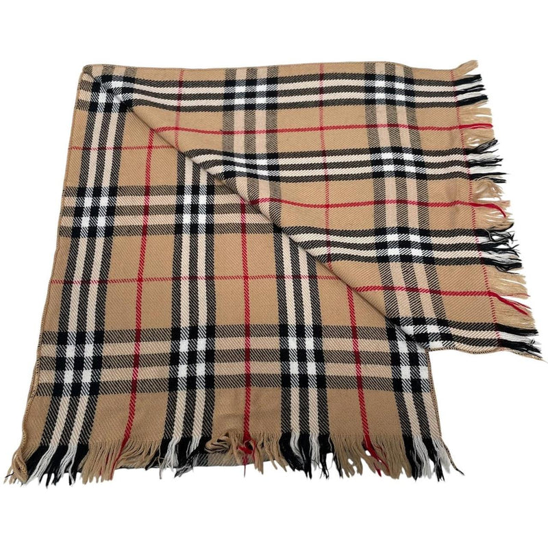 Vintage 90s Burberry Beige Nova Check Lambswool Scarf