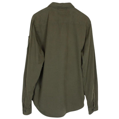 CP Company Khaki Green Full Zip Cotton Lens Overshirt Jacket