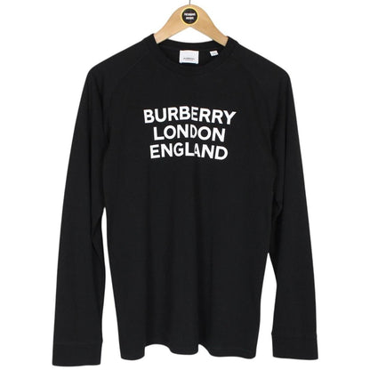Burberry Black and White Logo Print Long Sleeve Cotton T-Shirt