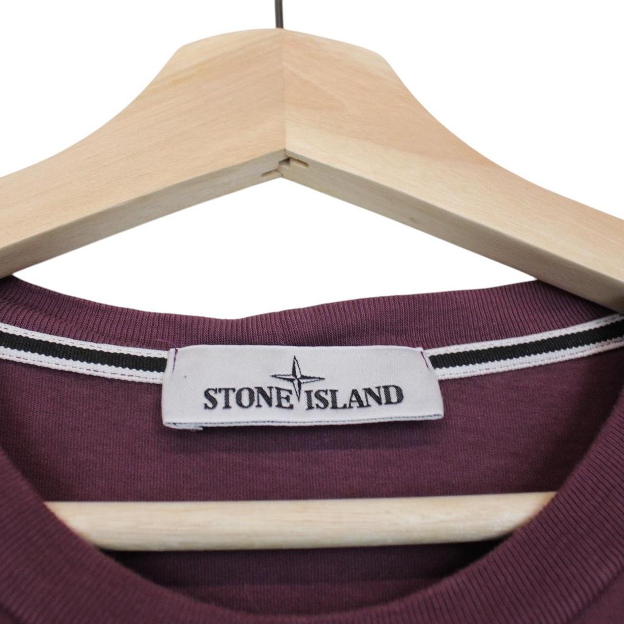 Stone Island SS 2022 Burgundy Short Sleeve Cotton Split Logo T-Shirt