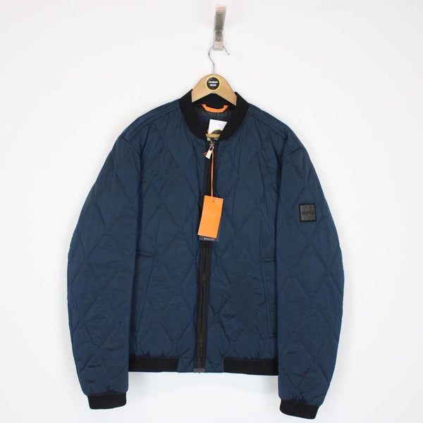 Hugo Boss Open Green Full Zip Quilted Ofaster Bomber Jacket