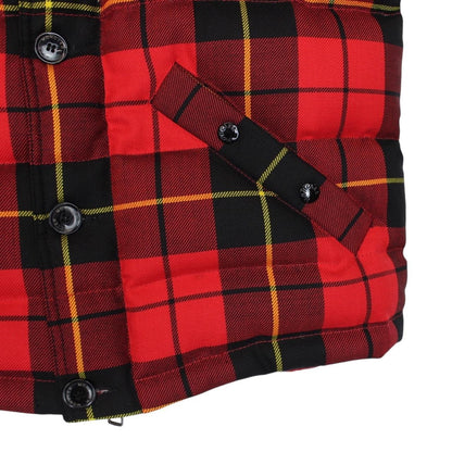 Moncler Red and Black Tartan Check Amirage Wool Down Gilet / Bodywarmer