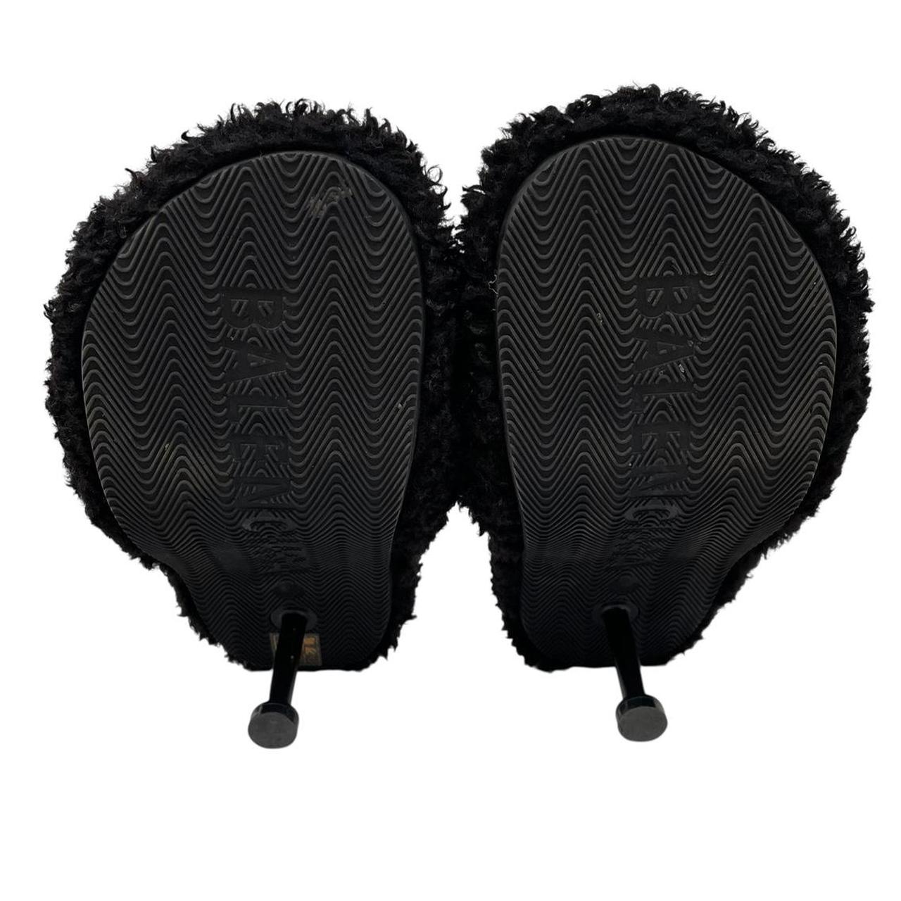 Balenciaga Black Faux Fur Furry High Heels Slides