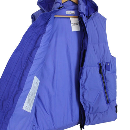 Stone Island AW 2021 Blue Garment Dyed Crinkle Reps NY Down Gilet / Bodywarmer