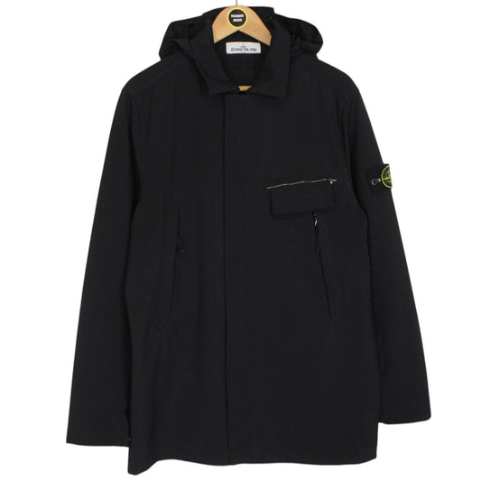Stone Island SS 2020 Black Full Zip Light Soft Shell-R Trench Jacket