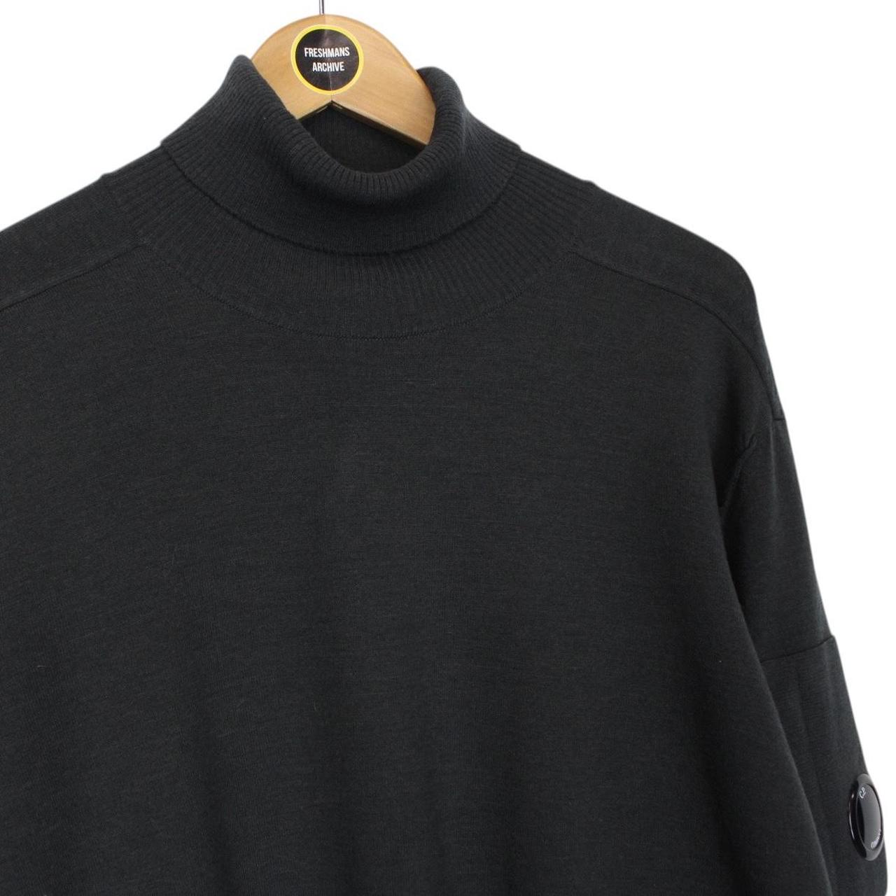 CP Company Dark Grey Virgin Wool Blend Knit Lens Turtle Neck Jumper