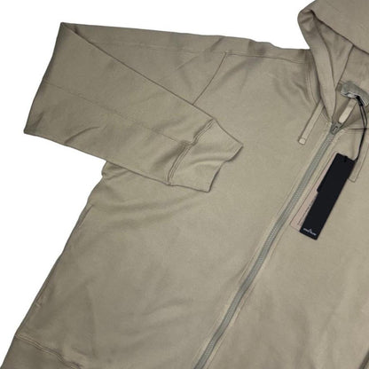 Stone Island beige hoodie full zip cotton with ghost logo and tags.