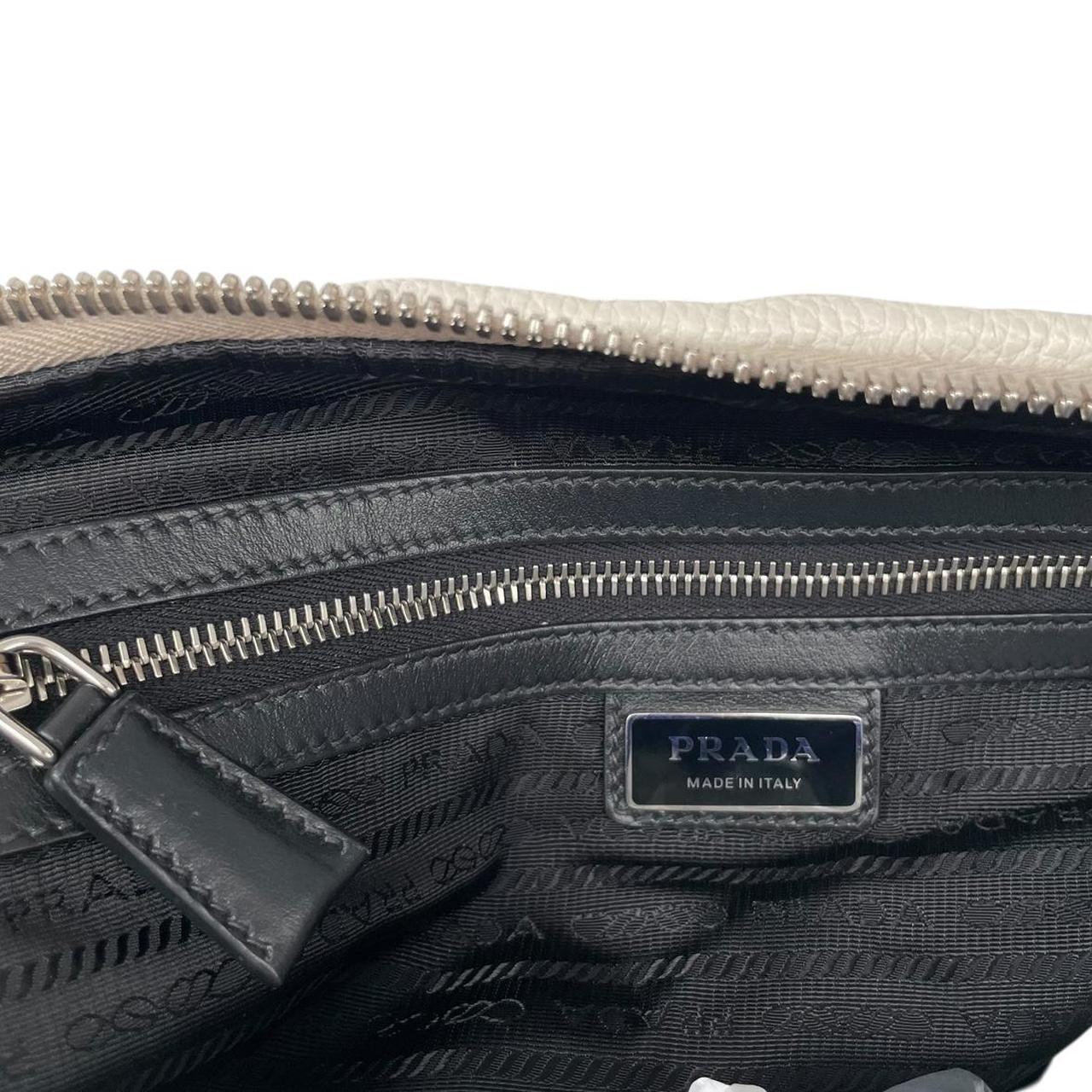 Prada Cream Saffiano Leather Large Triangle Shoulder Bag