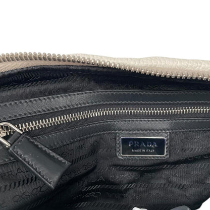 Prada Cream Saffiano Leather Large Triangle Shoulder Bag