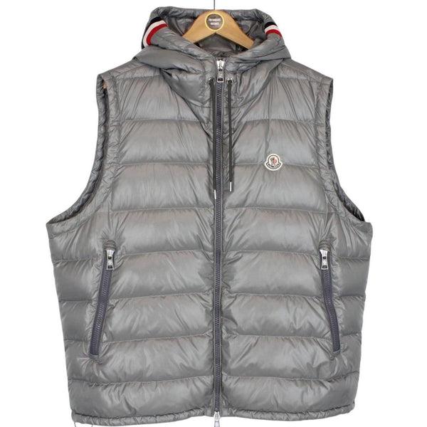 Moncler Grey Down Lanoux Hooded Gilet / Bodywarmer Jacket