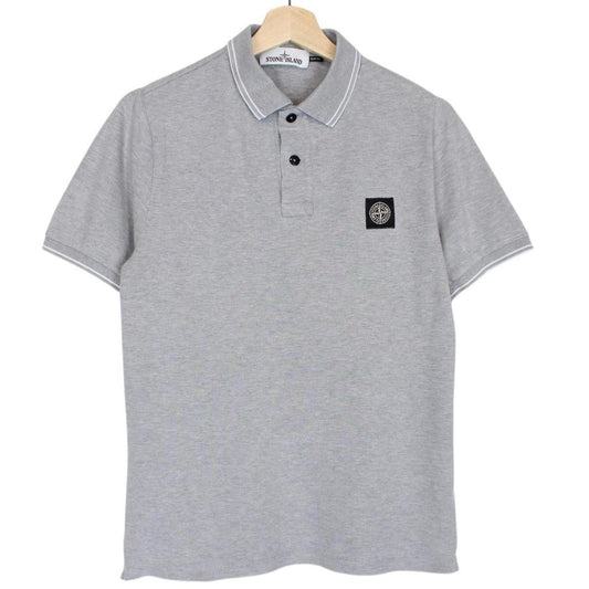 Stone Island Grey Short Sleeve Compass Cotton Polo Shirt