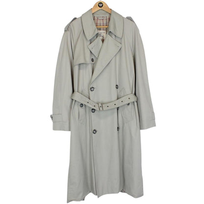 Vintage 80s Burberry Grey Double Breasted Belted Trench Coat