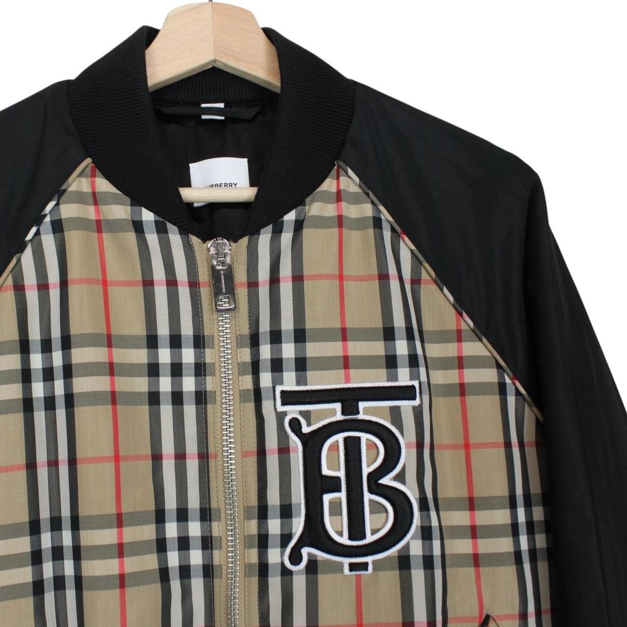 Burberry Tan and Black Nova Check Full Zip Harlington Bomber Jacket