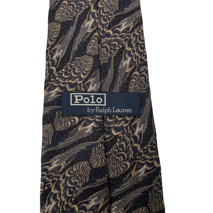 Vintage Polo Ralph Lauren Brown and Black Silk Tie