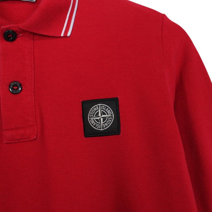 Stone Island Junior AW 2018 Red Long Sleeve Compass Cotton Polo Shirt