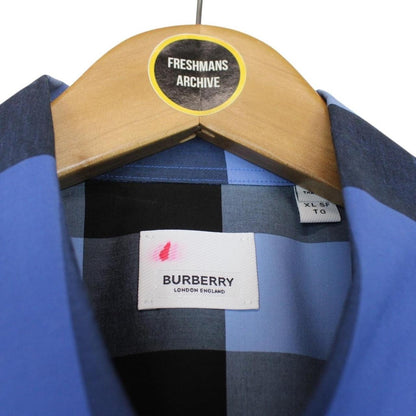 Burberry Blue Nova Check Long Sleeve Somerton Cotton Shirt