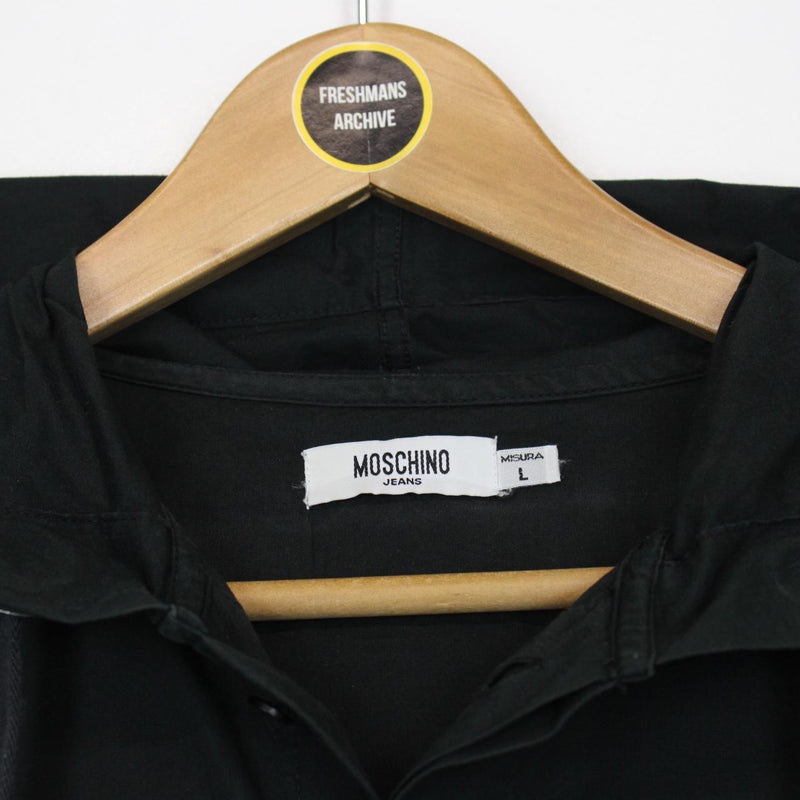 Moschino Jeans Black Button Up Lightweight Cotton Hoodie